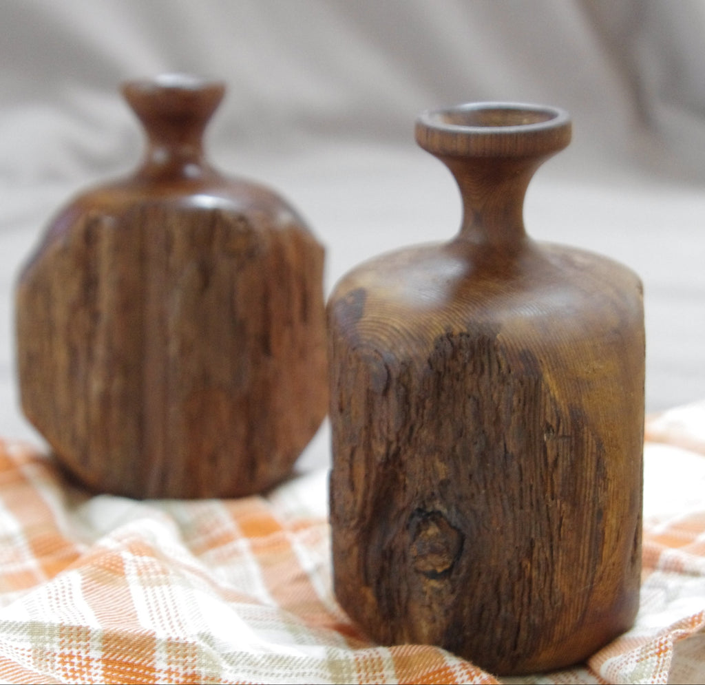 Hand-Turned Twig Vases – Reclaimed Fence Post Wood from Our Family Farm | Rustic Wooden Bud Vases | Made in Georgia