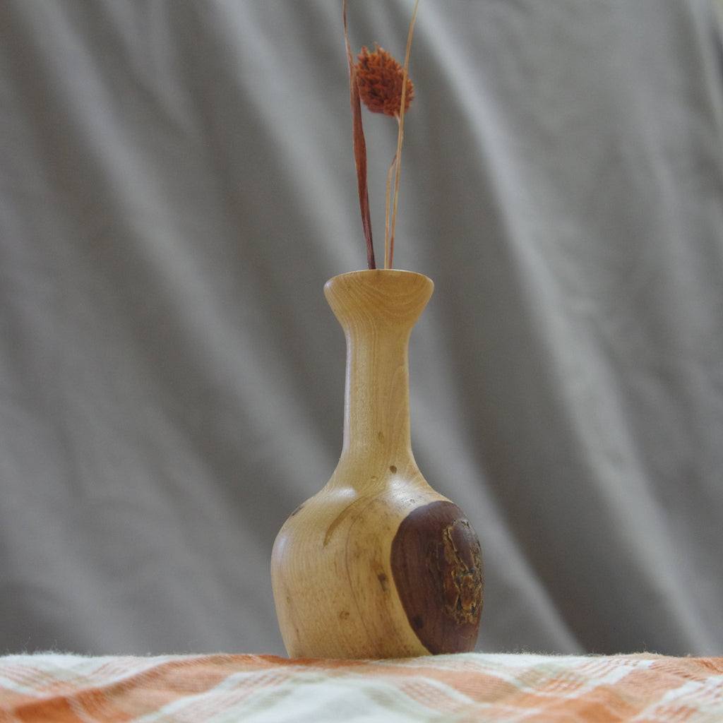Hand-Turned Twig Vases – Small Rustic Wooden Bud Vases Handmade in Georgia | Hand-Turned Small Vases for Stems & Flowers | Natural Wood Finished with Mineral Oil & Beeswax