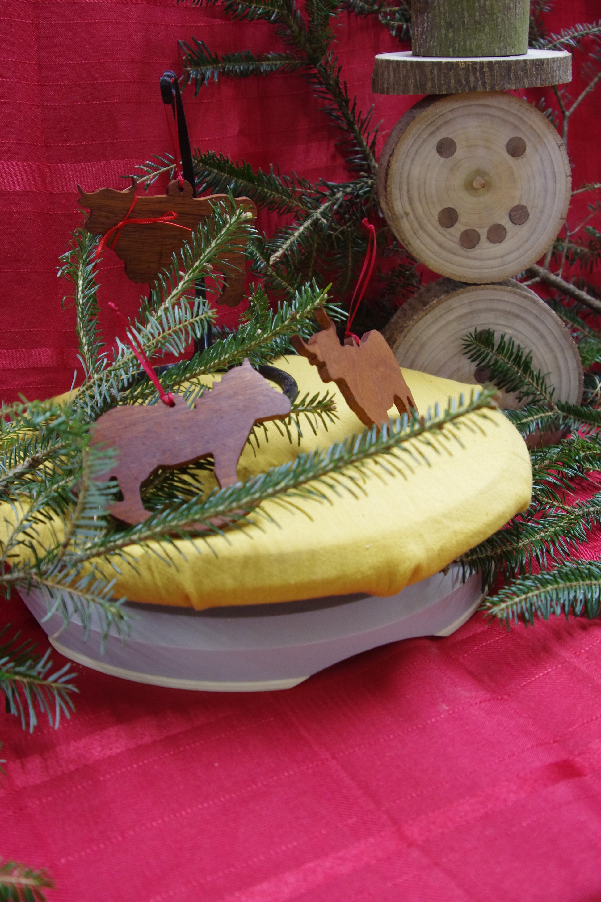 Rustic Wooden Livestock Silhouette Ornaments – Hand-Finished Farmhouse Holiday Accents | Solid Hardwood Décor | Made in Georgia