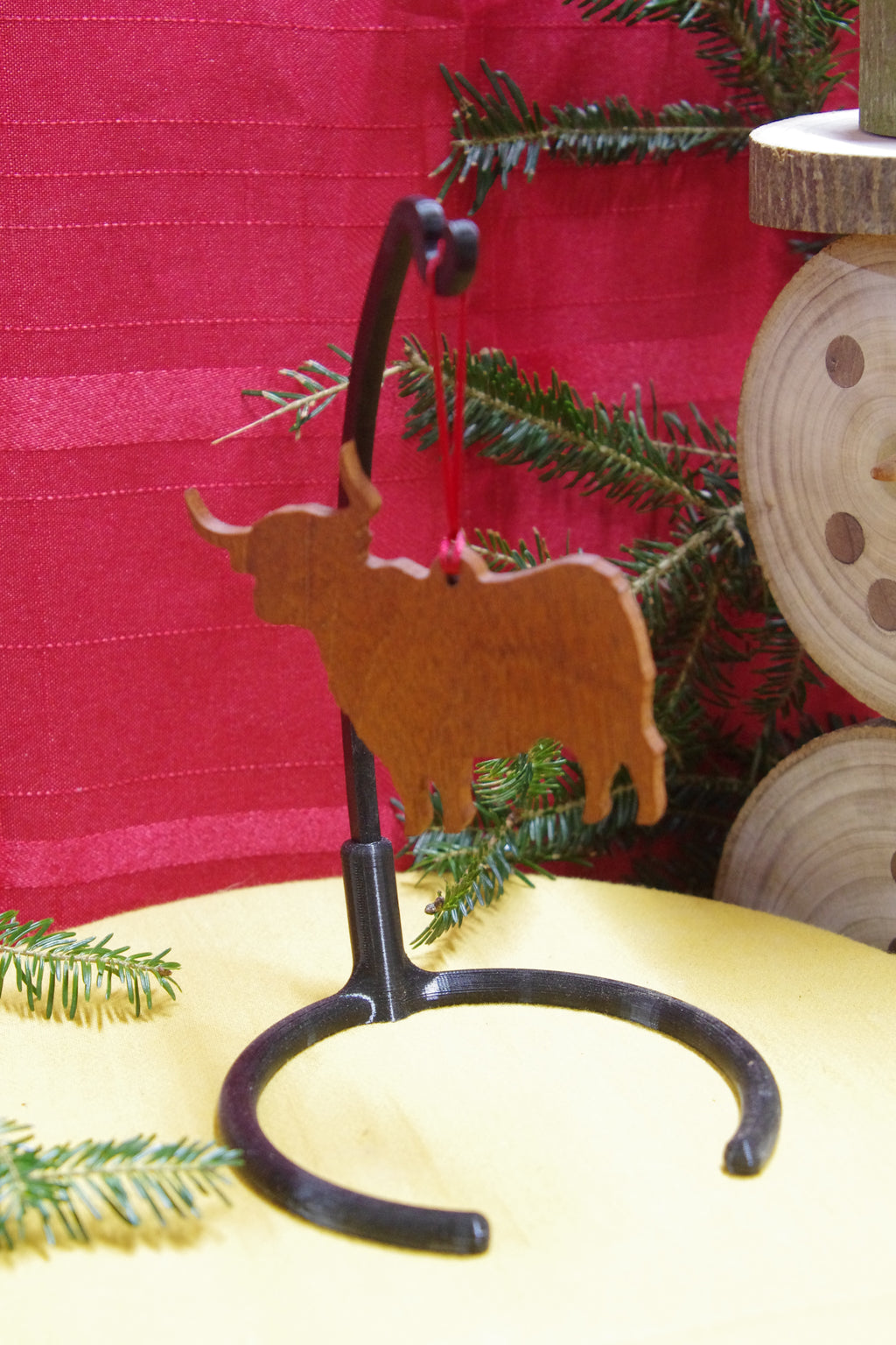 Rustic Wooden Livestock Silhouette Ornaments – Hand-Finished Farmhouse Holiday Accents | Solid Hardwood Décor | Made in Georgia