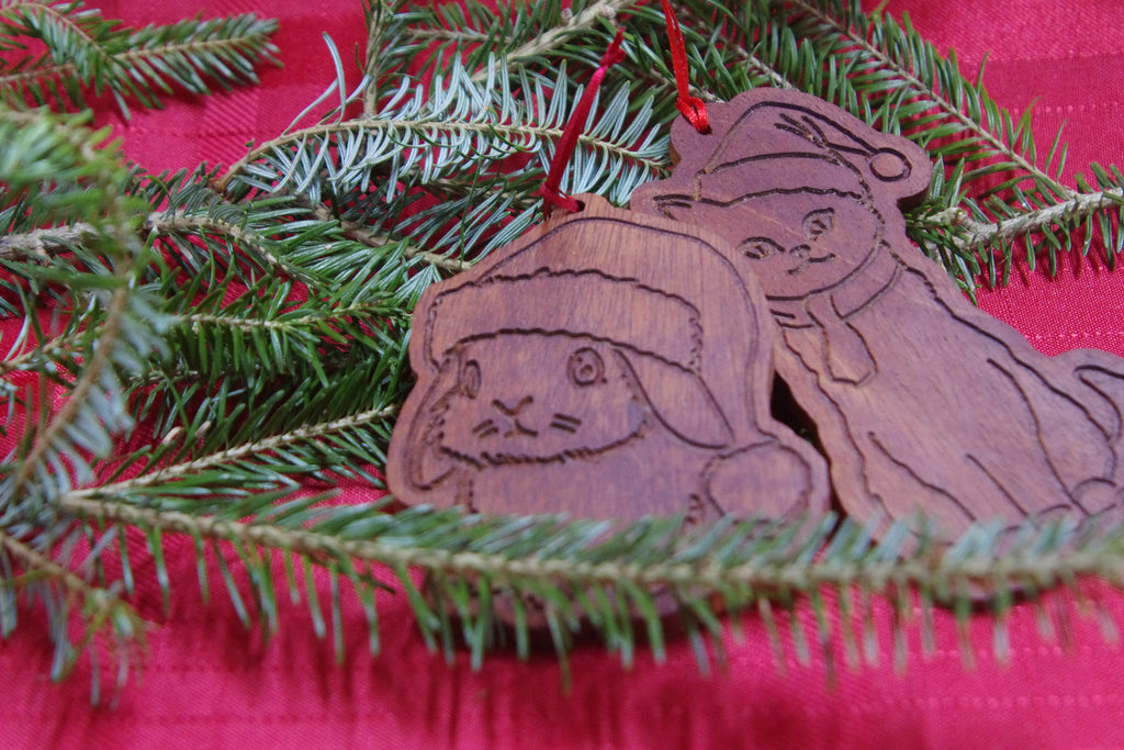 Rustic Linework Wooden Pet Silhouette Ornaments – Handmade Seasonal Home Accents | Solid Mahogany Décor | Made in Georgia